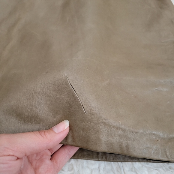 NWT Zara Leather Dress Padded Shoulder Mini Taupe - Picture 13 of 16